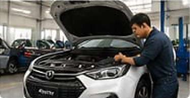 Mechanic checking a car in a repair shop
